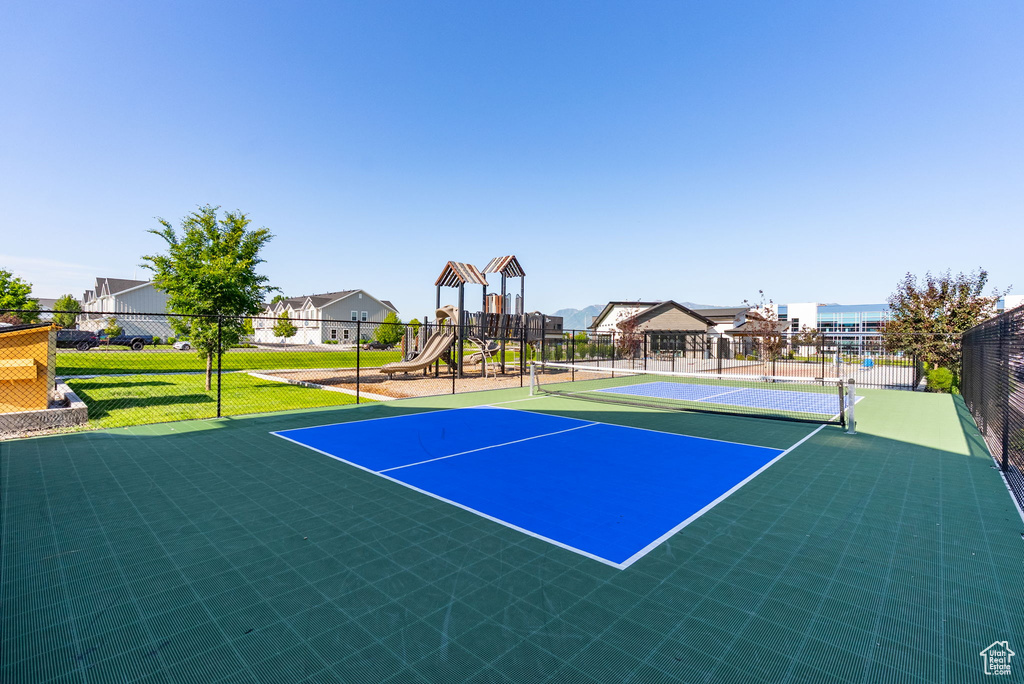 View of tennis court
