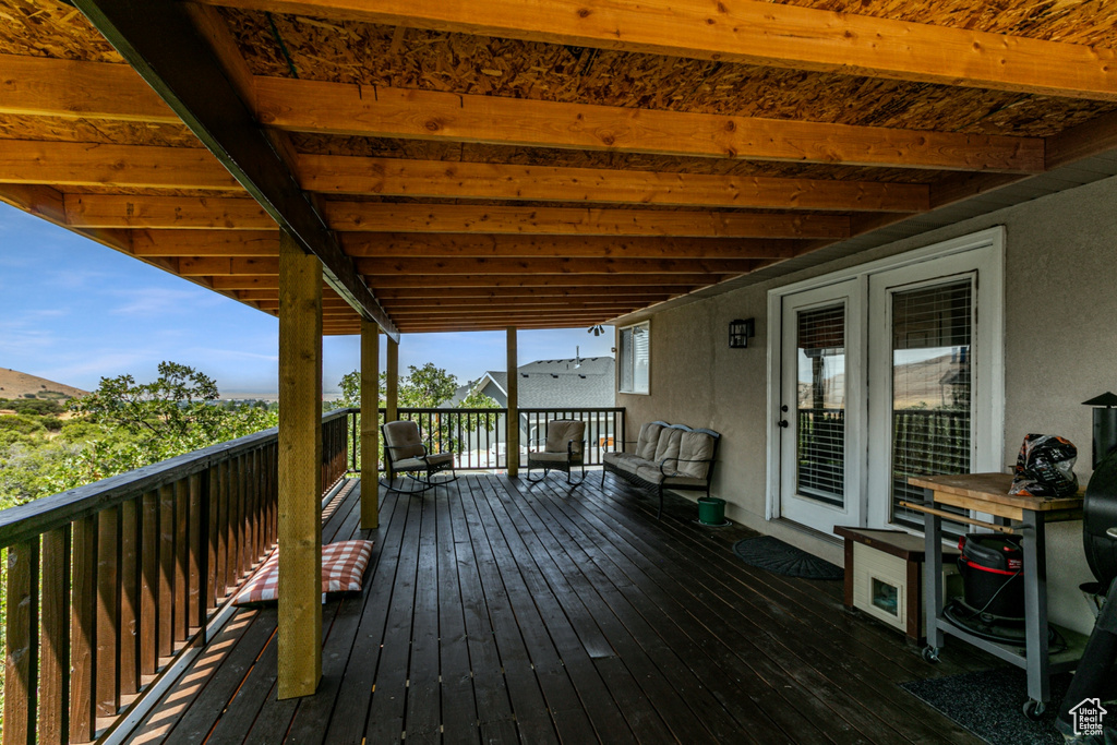 View of wooden deck