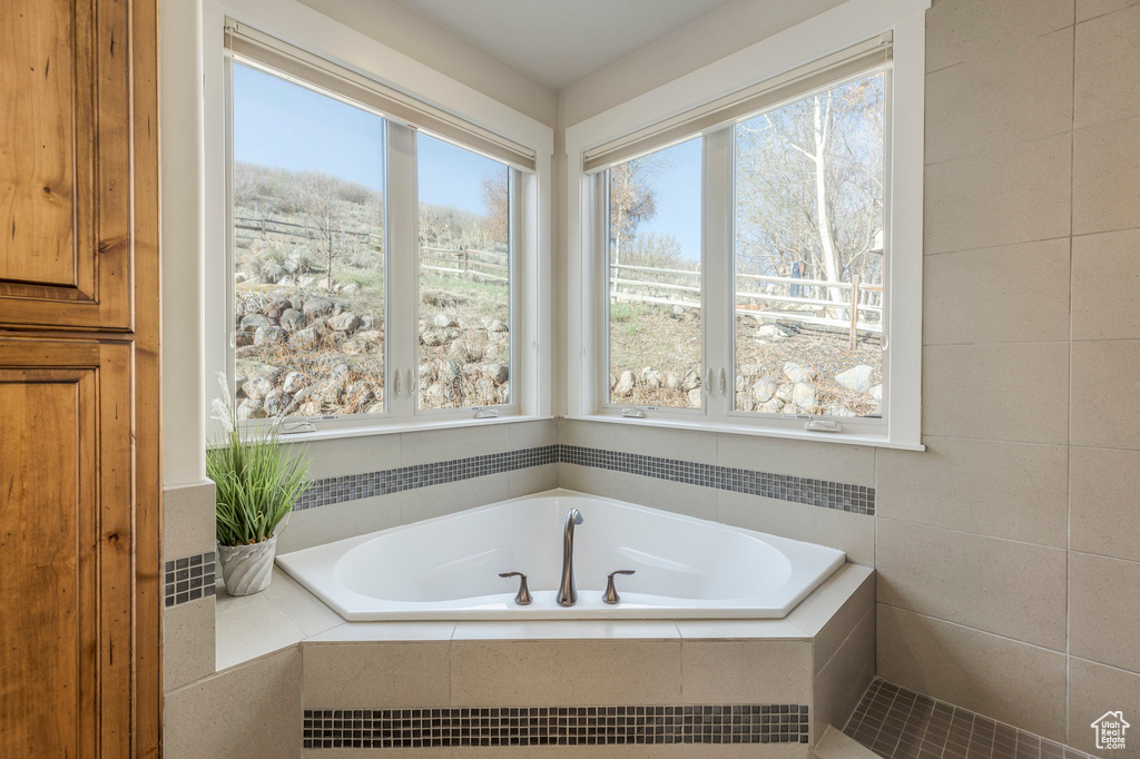 Bathroom featuring a garden tub