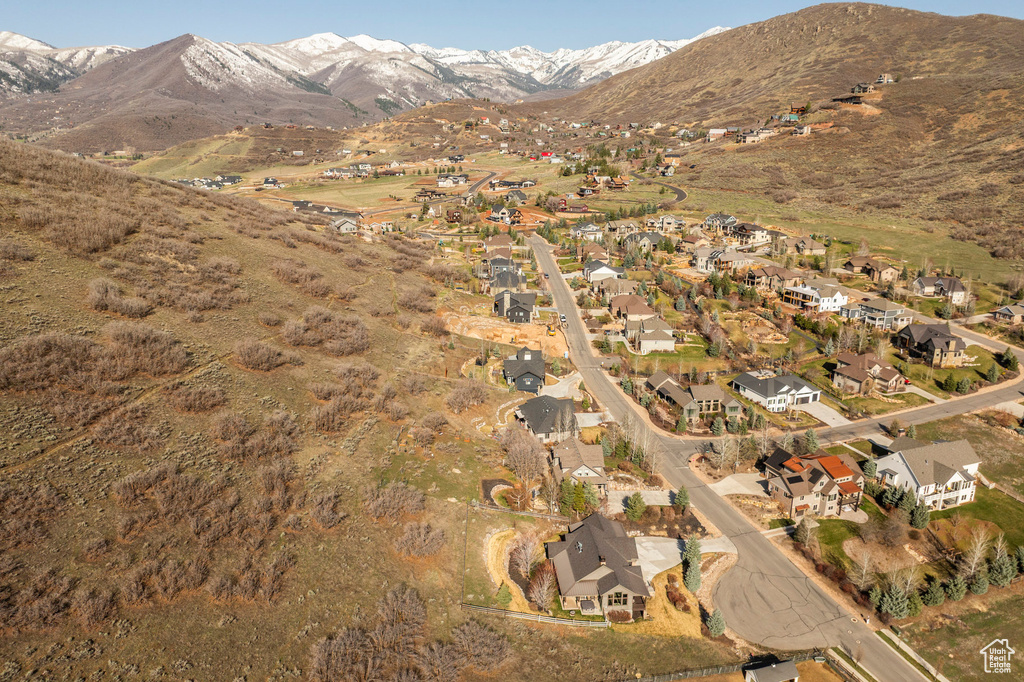 View of mountain background with nearby suburban area