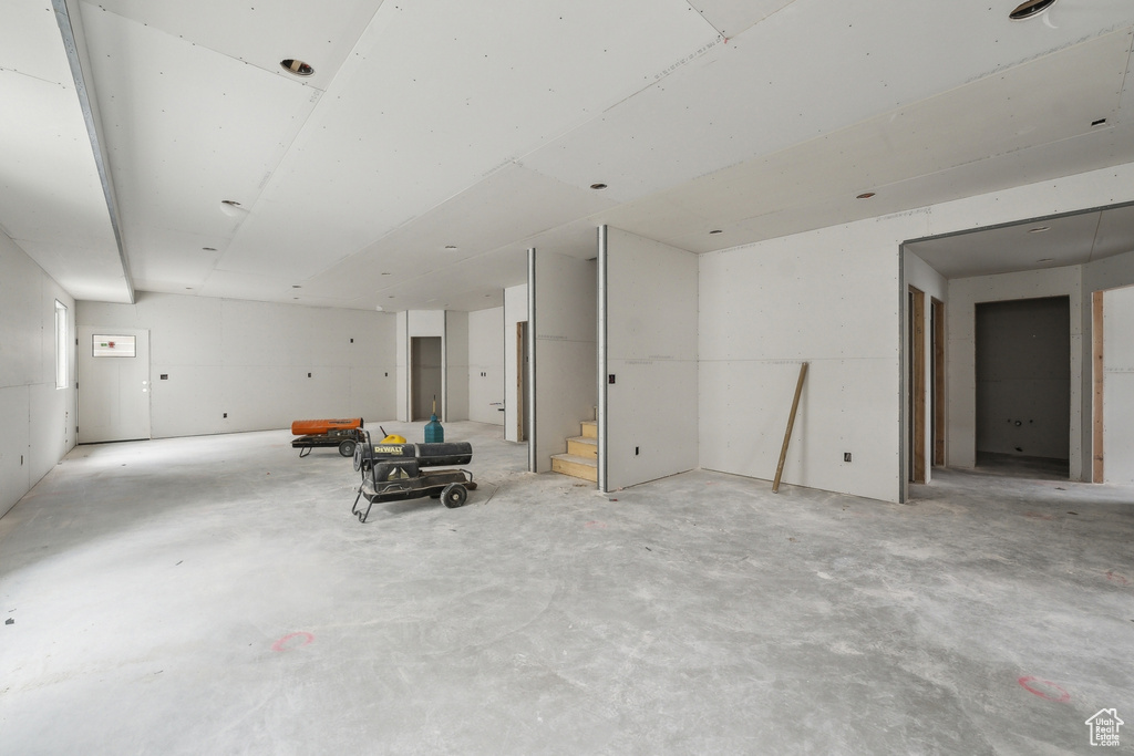 Basement featuring stairway