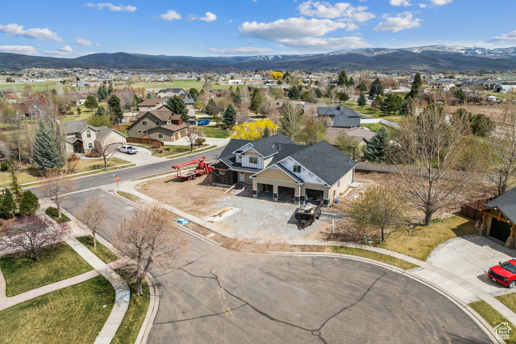 Aerial view with a mountain view and a residential view