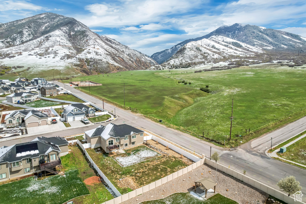 Drone / aerial view with a mountain view