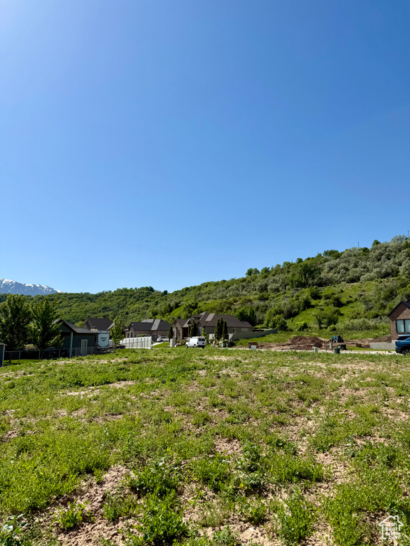 View of yard with a mountain view