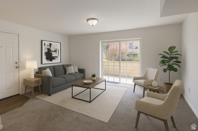 View of carpeted living room