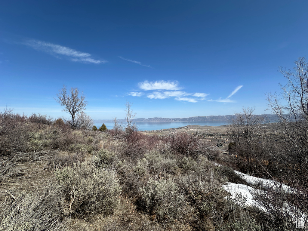 View of mountain feature with a water view