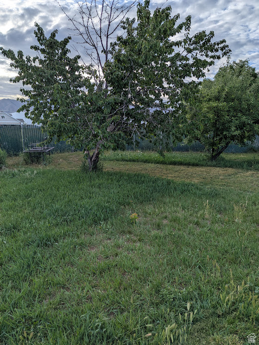 View of yard featuring fence