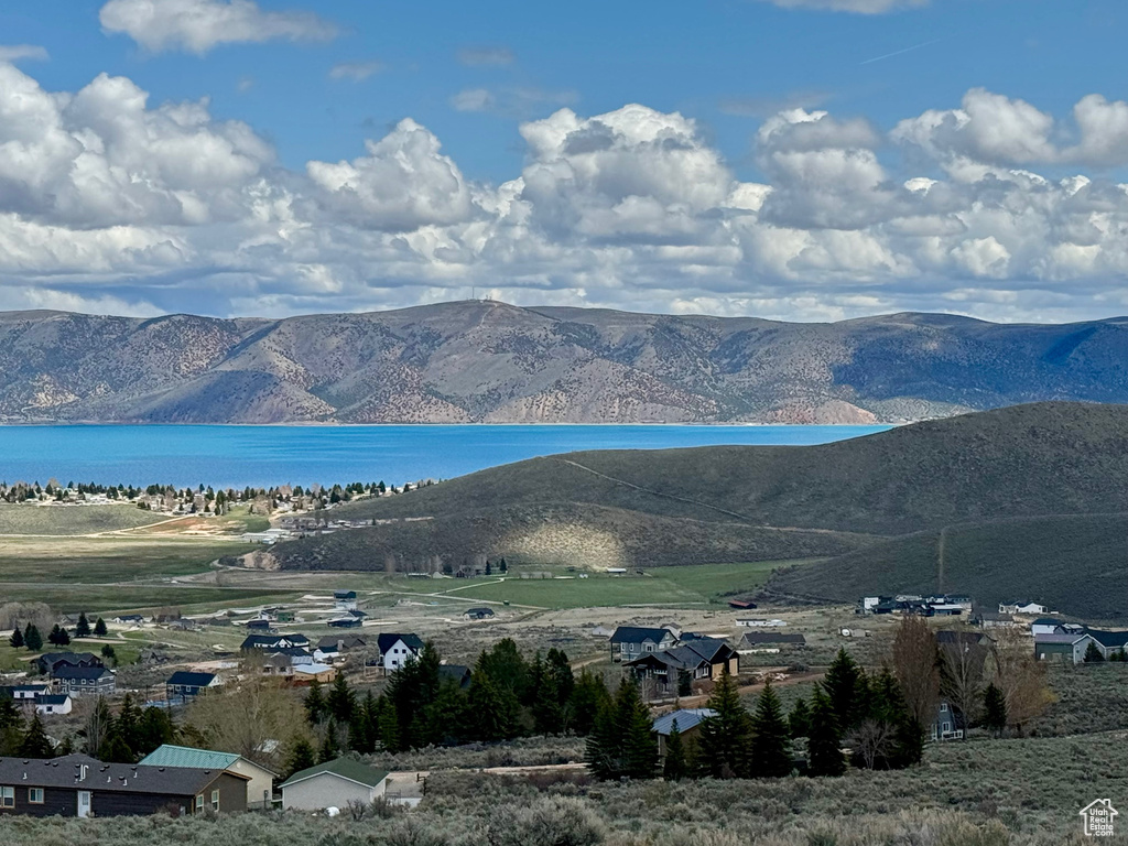 View of mountain feature with a water view