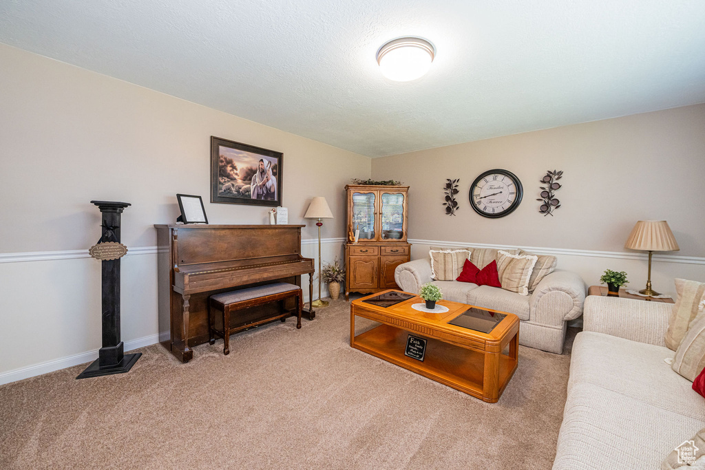 Living room featuring baseboards and carpet
