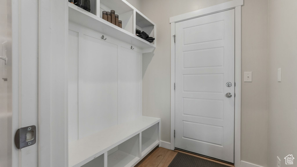 Mudroom featuring wood finished floors