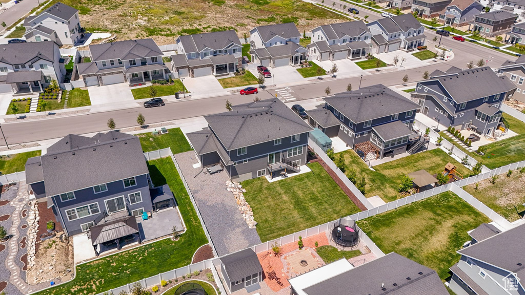 Aerial perspective of suburban area