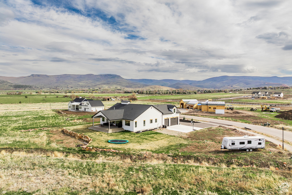 Bird's eye view with a mountain view and a rural view