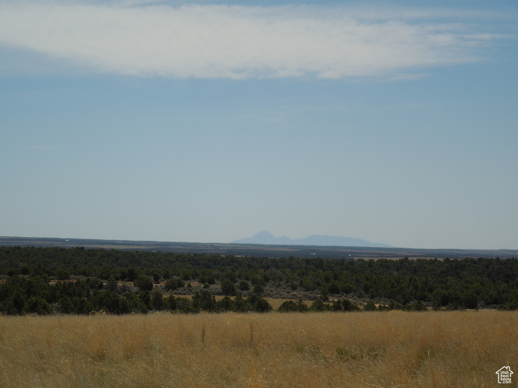Exterior space featuring a mountain view and a view of trees