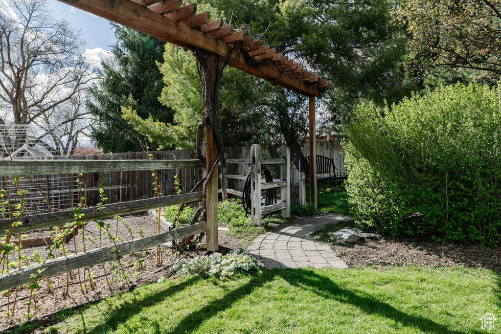 View of yard featuring fence private yard