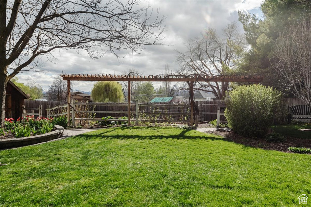 View of yard featuring a fenced backyard