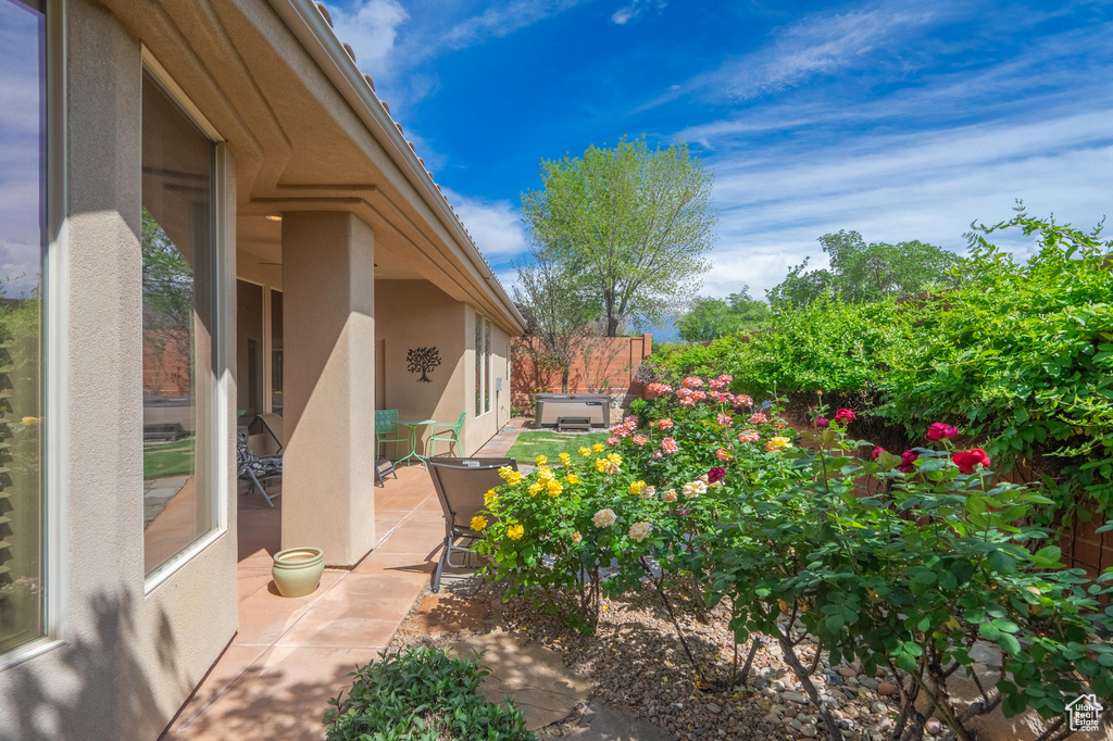 View of yard with a patio