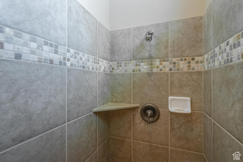 Room details featuring a tile shower