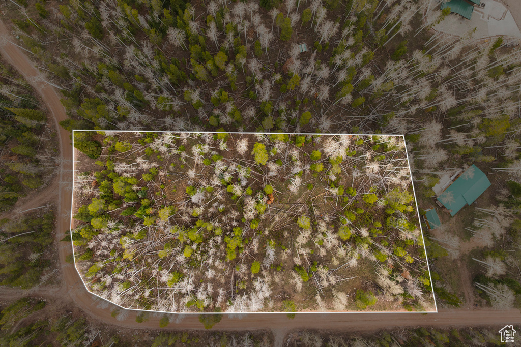 Aerial overview of property's location featuring property parcel outlined