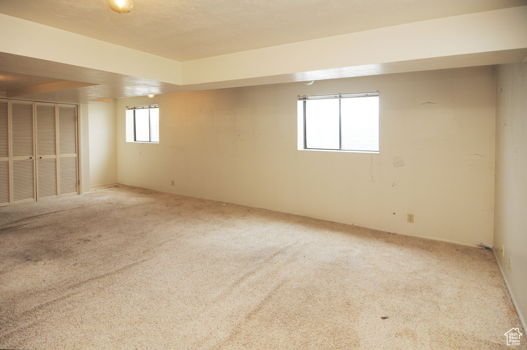 Below grade area with carpet floors