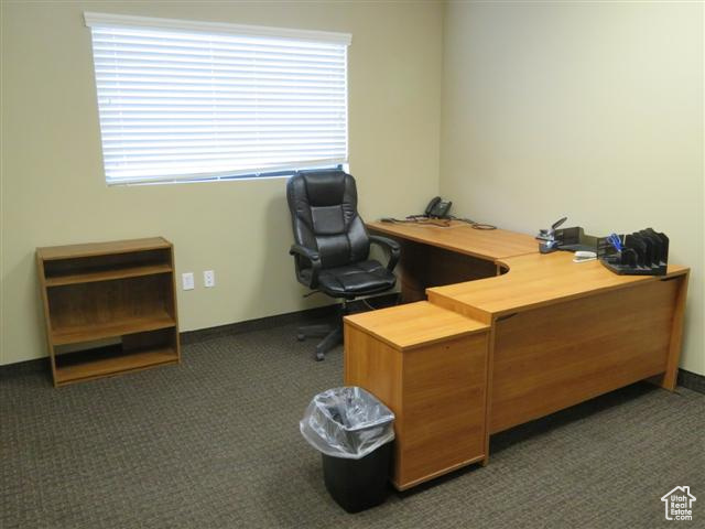 Office space with carpet flooring