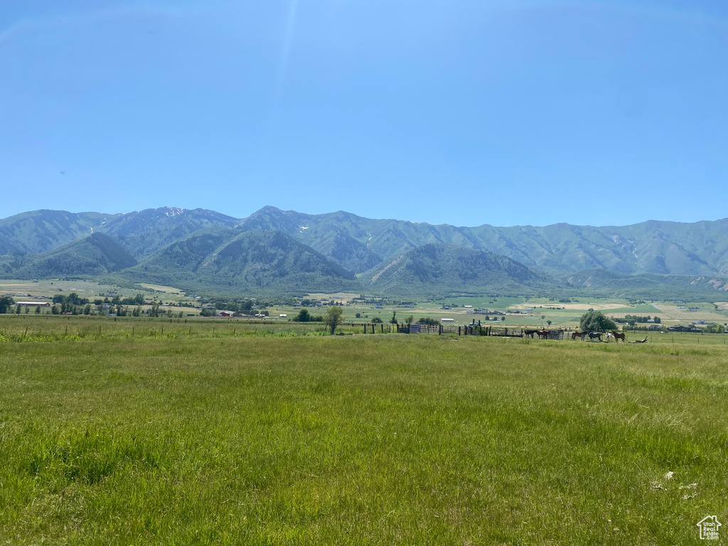View of mountain background with rural landscape