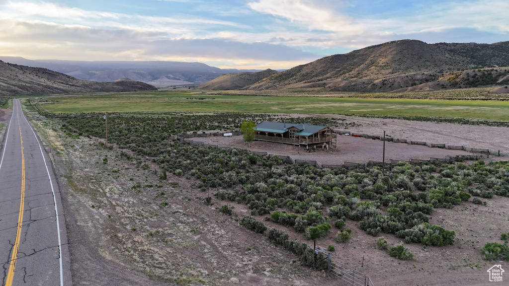 View of mountain background with rural landscape
