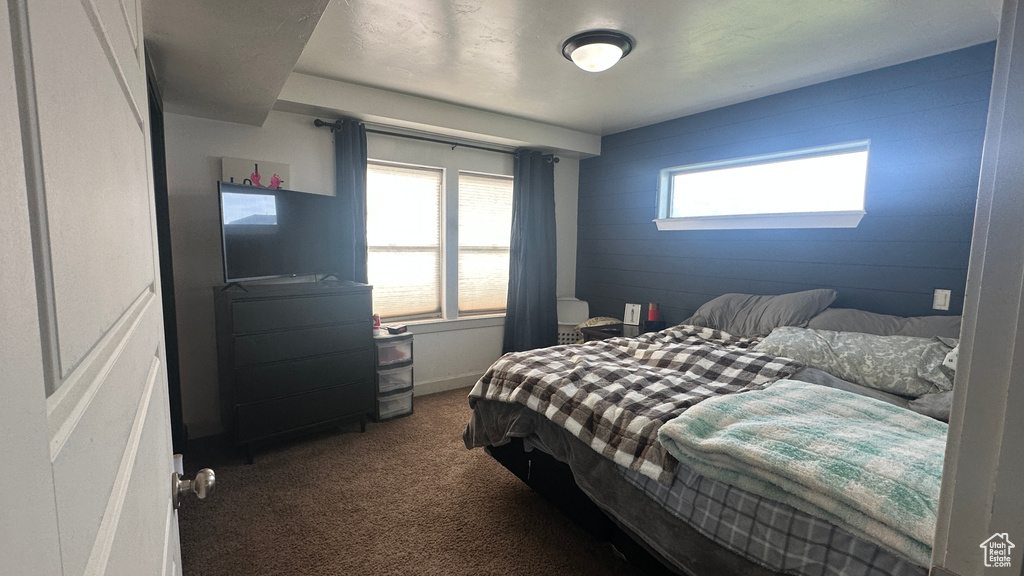 Bedroom featuring carpet