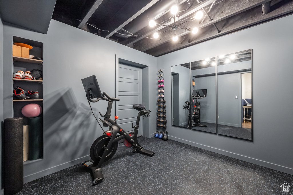 Exercise area with baseboards