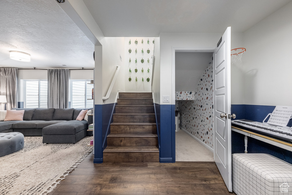 Stairway with wood finished floors