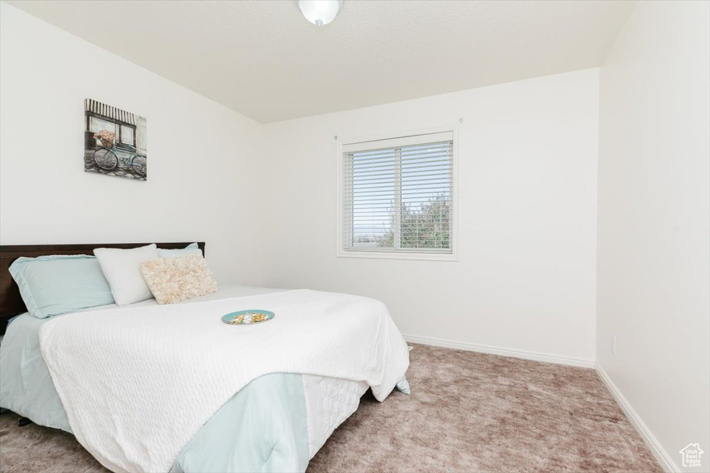 Bedroom with baseboards and carpet floors