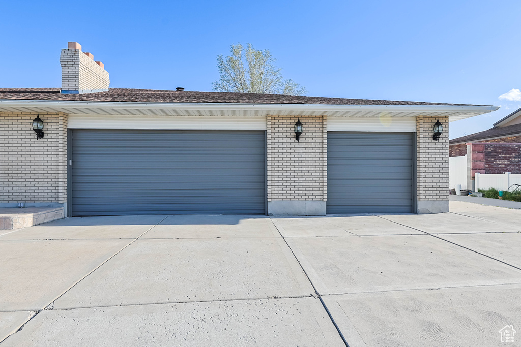 View of detached garage