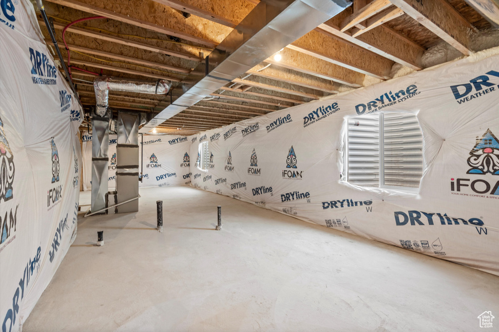Basement with heating unit