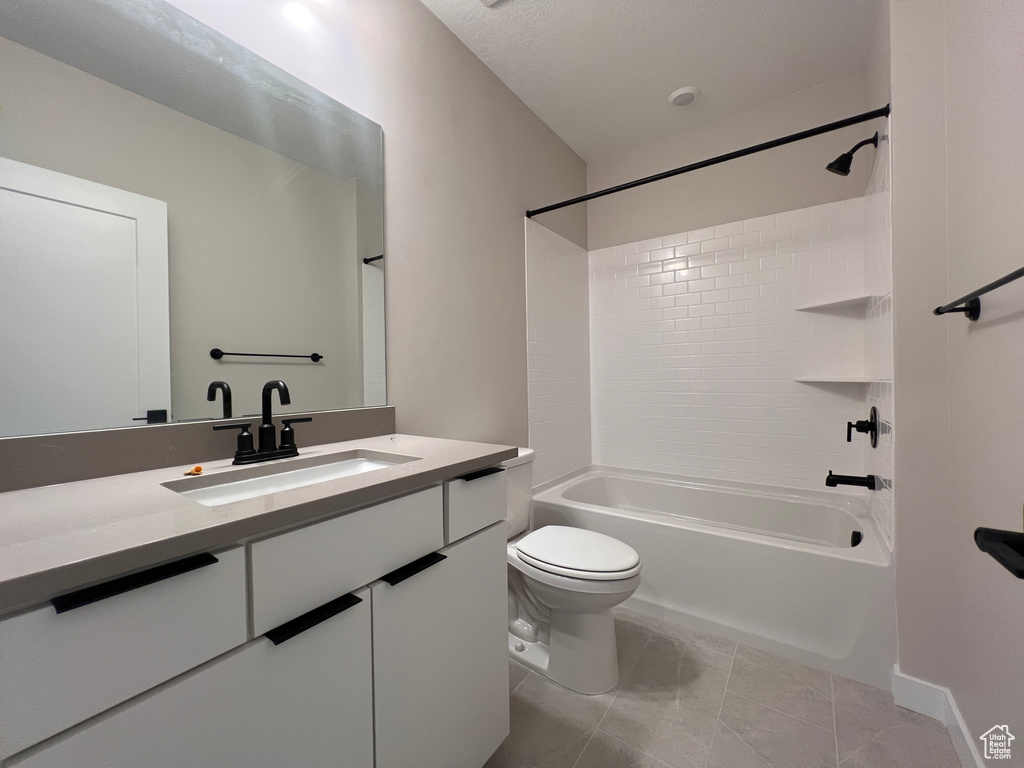 Full bathroom with bathing tub / shower combination and vanity