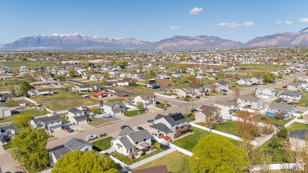 Bird\'s eye view with a mountain view and a residential view