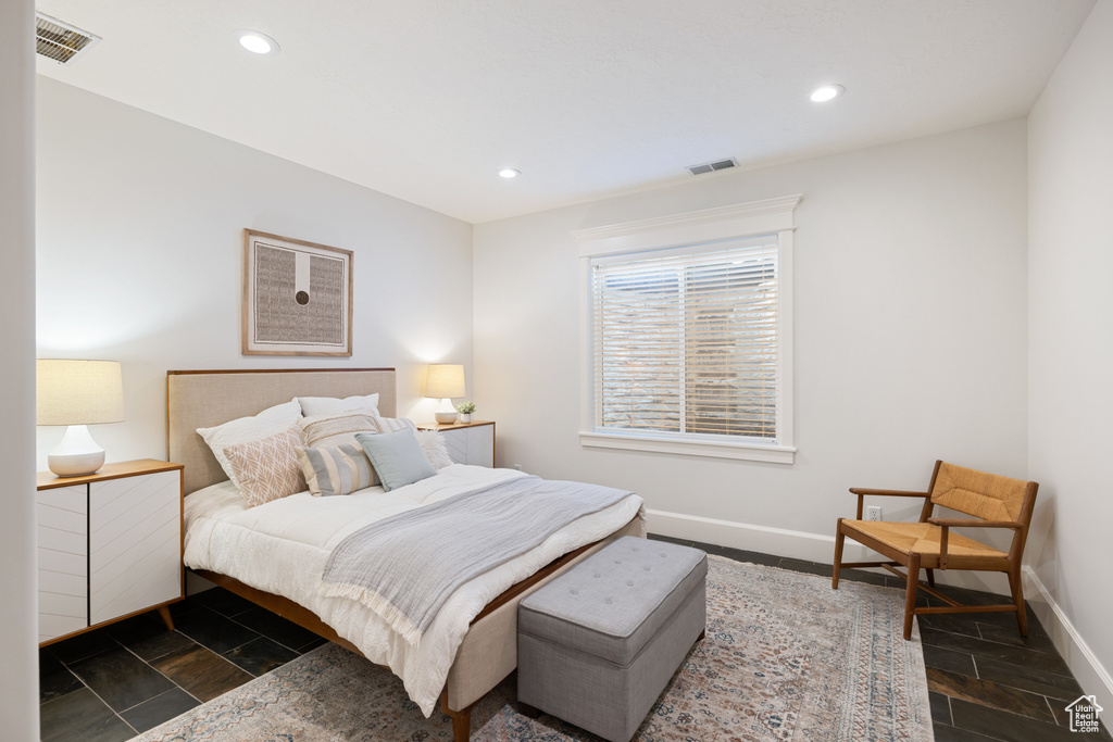 Bedroom featuring visible vents and recessed lighting