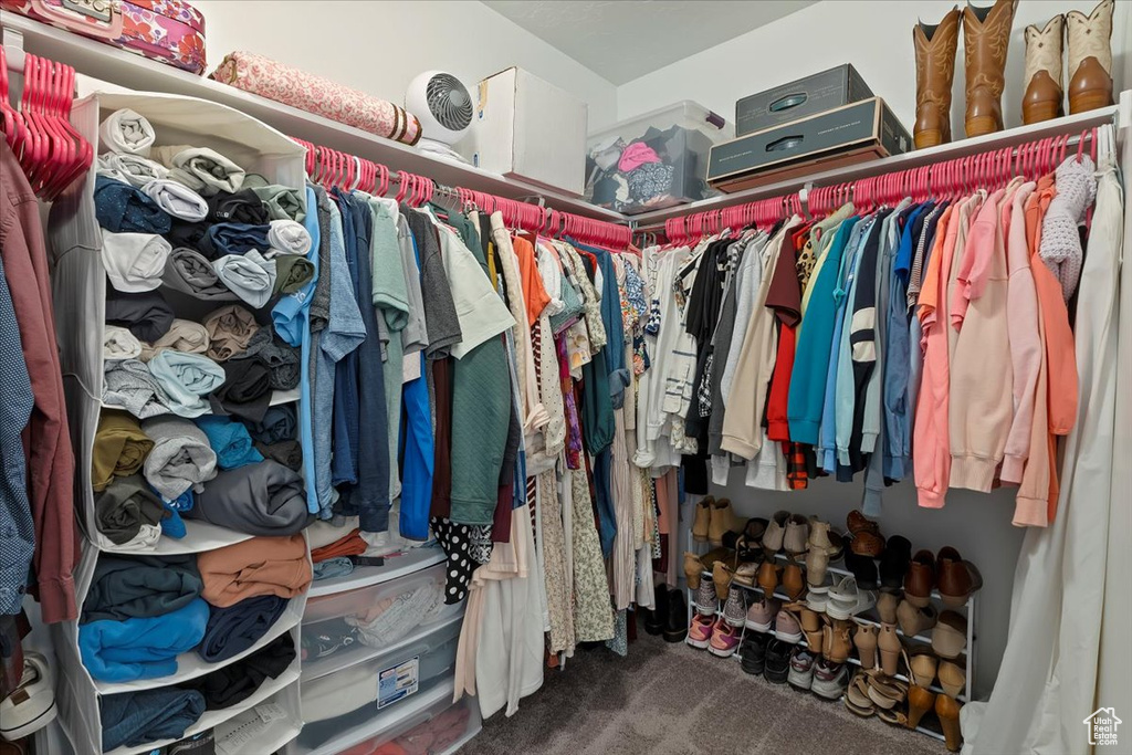 Walk in closet featuring carpet