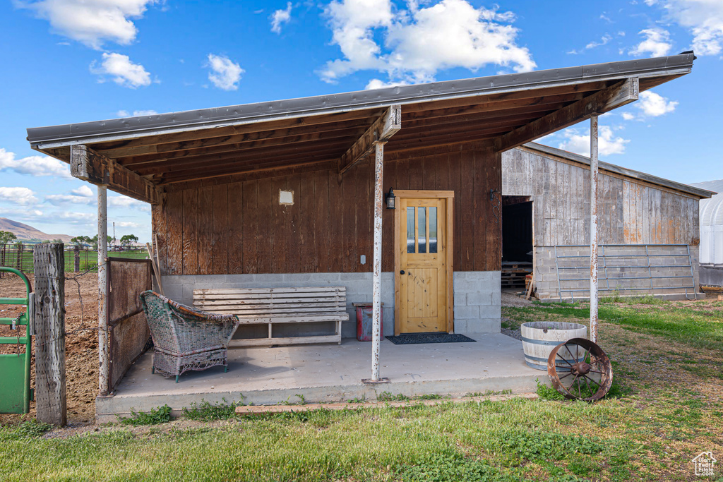 View of outdoor structure featuring an exterior structure