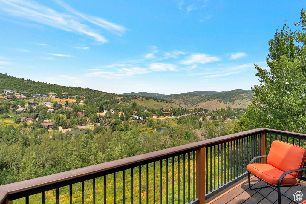 Deck featuring a mountain view