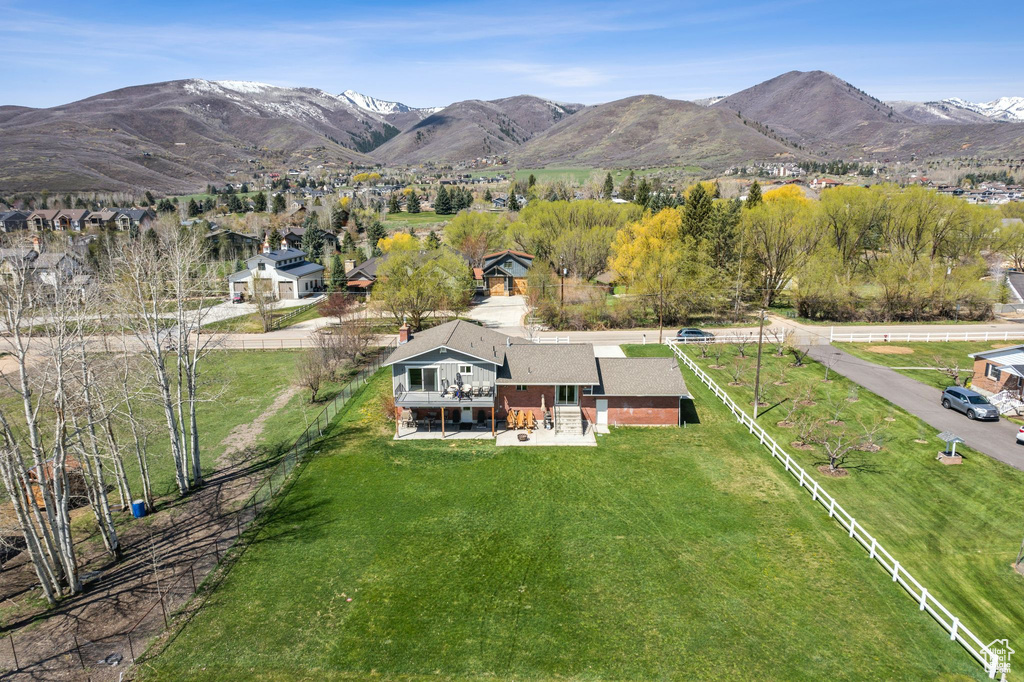 Drone / aerial view with a mountain view