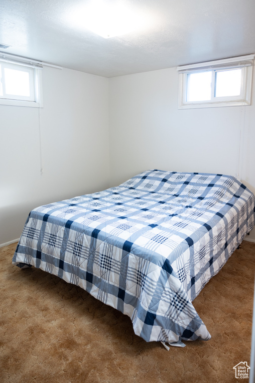 Bedroom featuring carpet and multiple windows