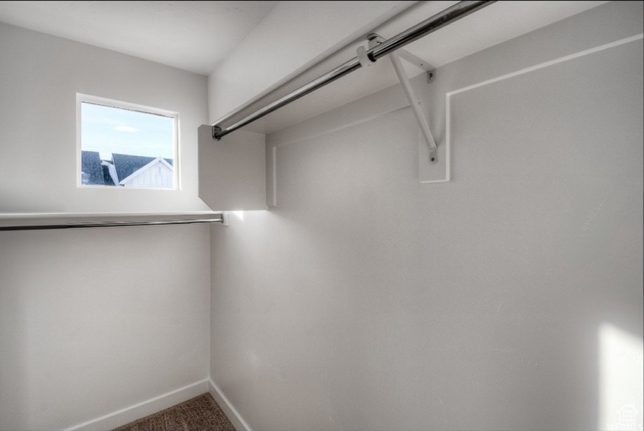 Spacious closet with carpet floors