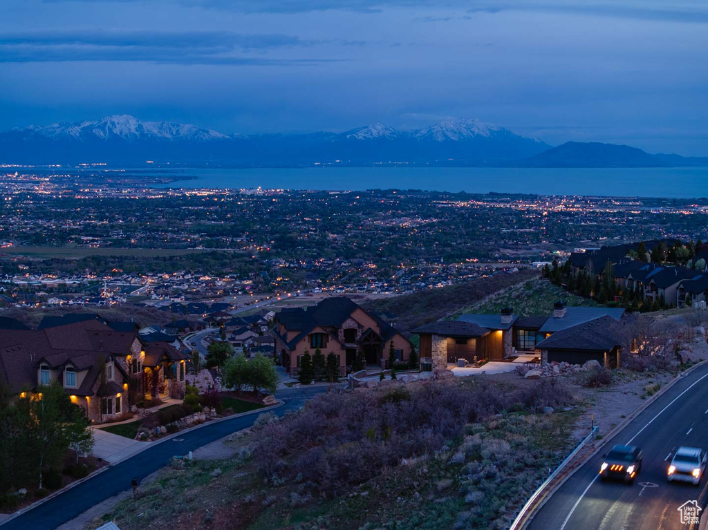 Aerial view with a residential view and a mountain view