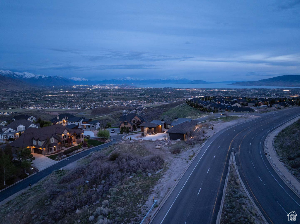 Drone / aerial view with a mountain view and a residential view