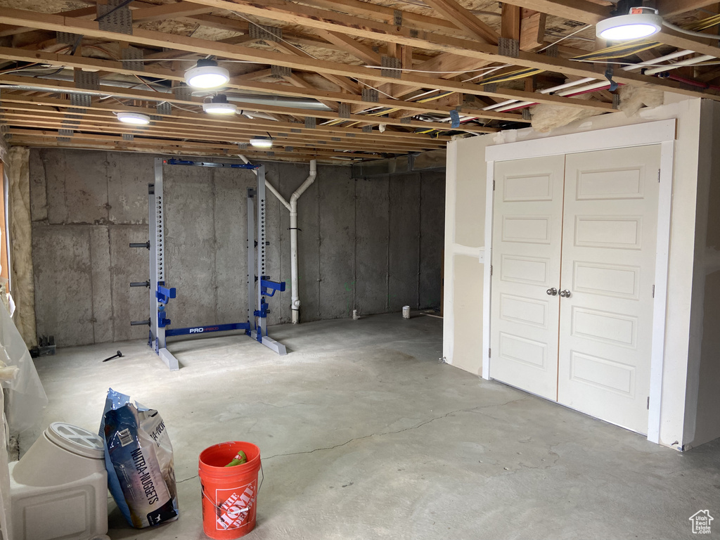 View of unfinished basement