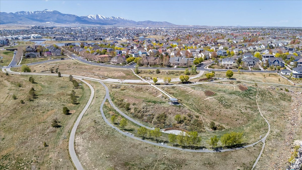 Aerial view with a residential view and a mountain view
