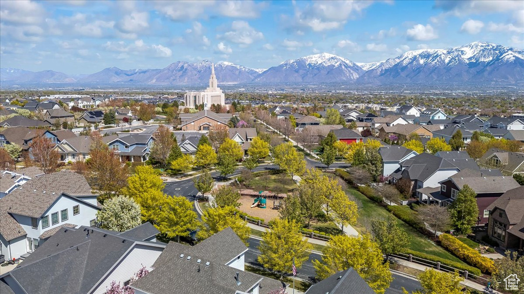 Bird's eye view with a mountain view and a residential view