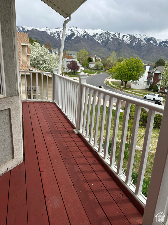 Balcony with a mountain view