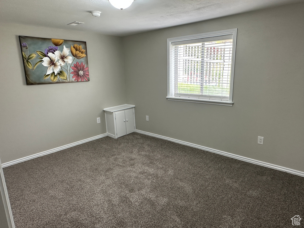 Carpeted empty room with baseboards