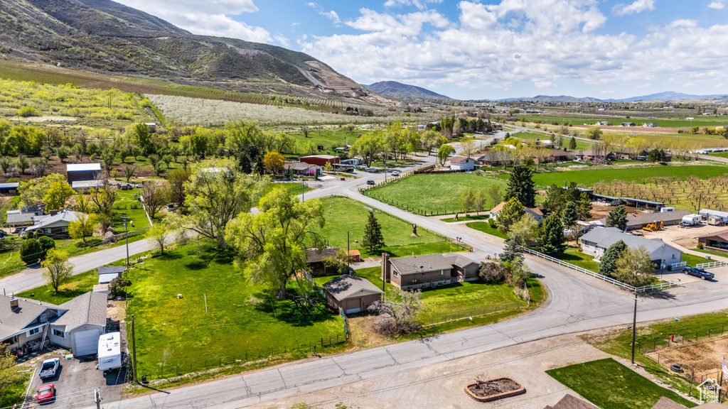Aerial view with a residential view and a mountain view