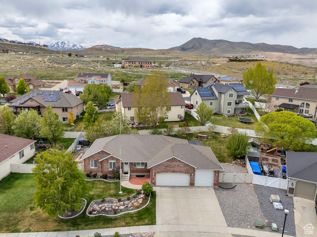 Bird's eye view with a mountain view and a residential view
